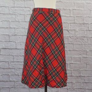 Vintage 70s Wool Tartan Plaid Skirt